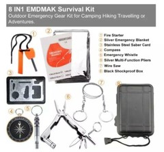 Emergency Kit. Multi-Tool Pliers, Emergency Blanket, Ferro Rod, Compass + more