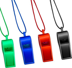 Whistle,4 Pack Plastic Whistles Emergency Whistles Sports Whistles with Lanyard