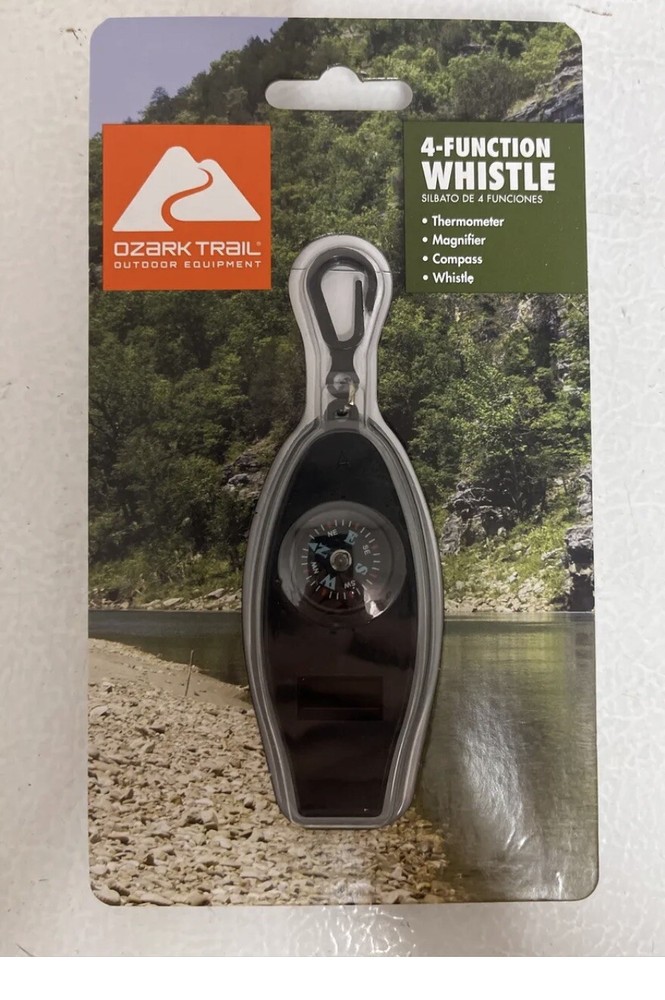 Ozark Trail 4-Function Whistle-thermometer, Magnifier, Compass, Whistle- New
