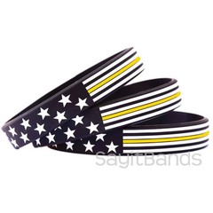 Set of XL Flag Thin YELLOW GOLD Wristbands Dispatchers Security Stars & Stripes