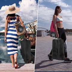 2 Packs Travel Laundry Bags, CLEADUS Foldable Dirty Clothes Bag Large, Black