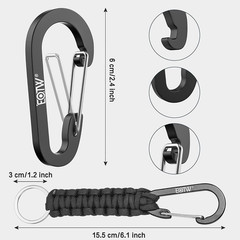 Paracord Keychain Carabiner Key Chain Lanyard Braided with Aluminum Clip D Ring