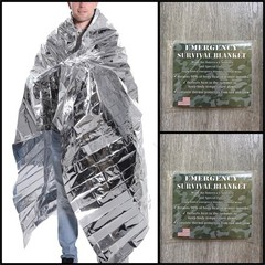 2 LOT 80 X 51 Silver Mylar Thermal Reflective Emergency Survival Rescue Blanket