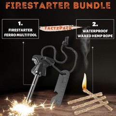 4″ Ferro Rod Fire Starter Kit Emergency Survival Kits Camping Hiking Hemp Rope
