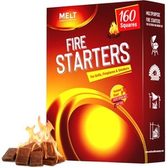 160 Fire Starter Squares – Charcoal Fire Starters for Campfires, BBQ, Outdoor Us