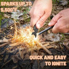 Ferro Rod Fire Starter, 4″ Flint and Steel Survival Kit