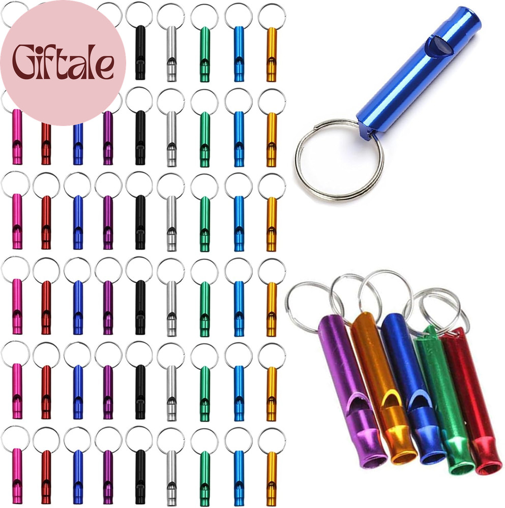 50-200 Pieces Emergency Whistle with Keychain Aluminum Survival Whistle Key Chai