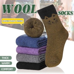 Velice Women Wool Socks Thick Thermal One Size, Black/Brown/Blue/Gray/Purple
