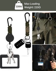 3 Pcs Paracord Lanyard Set with Retractable Keychain – Long & Short Heavy Duty L