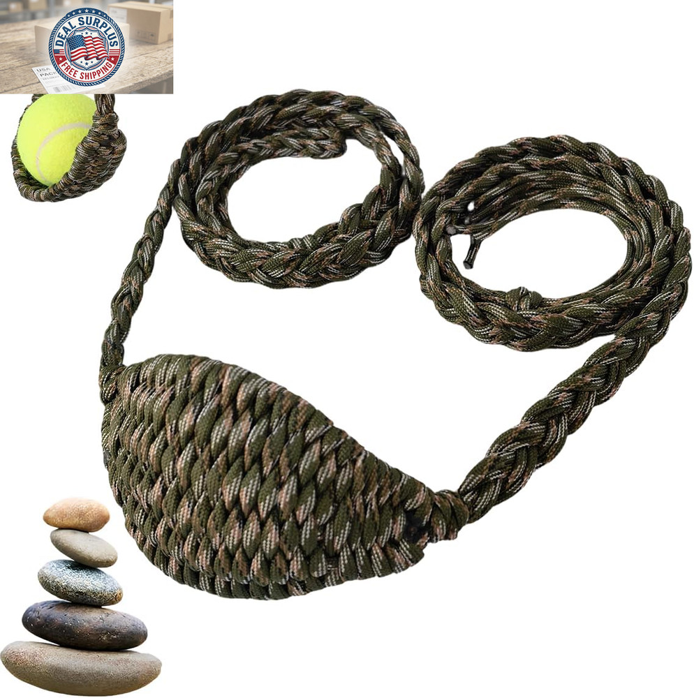 Paracord Balearic Shepherd Sling, 63 Inch Handcrafted Braided Slingshot, Roman G