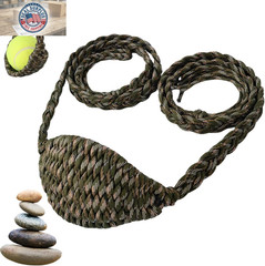 Paracord Balearic Shepherd Sling, 63 Inch Handcrafted Braided Slingshot, Roman G
