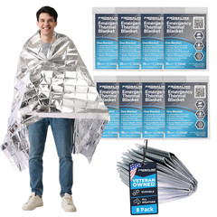 8 Pack Emergency Mylar Blankets Thermal Rescue Blanket Survival Gear XL 54 x 84