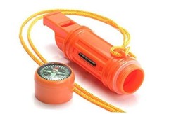 5-in-1 Orange Survival Whistle with Compass, Signaling Mirror, 1 Piece