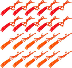 20 Pcs Emergency Safety Whistle Plastic Whistles Set with Lanyard
