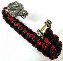 Black Red Paracord Bear Head Celtic Nordic Clasp Woven Survival 8″ Bracelet