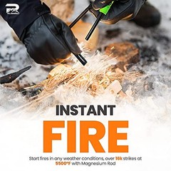 Rainier Rugged 5-in-1 Glow-in-The-Dark Fire Starters Kits with Compass, Signal