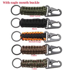 Outdoor Keychain Ring Camping Carabiner Military Paracord Cord Rope Camping