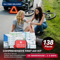 Car Emergency Roadside Safety Kit w/ Air Compressor Jumper Cables First Aid Kit