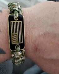 Camouflage Paracord Tactical Survival Bronze American Flag Bracelet