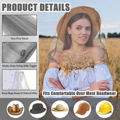4 Pack Mosquito Bug Net Mesh for Head Mosquito Net Face Fly Netting Hood from…