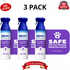 Zevo Flying Insect Killer Spray for Gnats & Mosquitoes 10 oz, 3 Pack