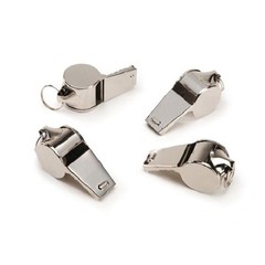 4 Metal Whistles silver tone- hiking, football, soccer, dog training, playtime