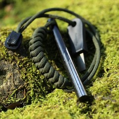 4″ Survival Ferro Rod Drilled Flint Fire Starter and Striker Kit-Ferrocerium …