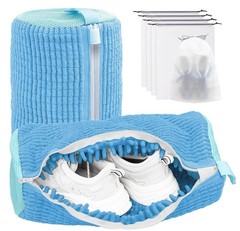 Shoe Washing Machine Bag,Laundry Bag 12.07 liters, Blue,Long-pile,2PC