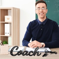 Maitys 6 Pcs 2026 Coach Gifts Football Coach Wood Sign, Thank You Stainless S…