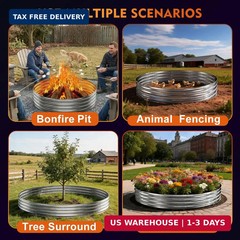 Fire Pit Ring for Outside Wood Burning, 48in Outdoor Fire Pit, Heavy Duty Steel
