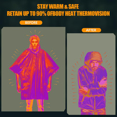 4 Pack Emergency Ponchos with Thickened Mylar Blanket Lining, Windproof, Waterpr