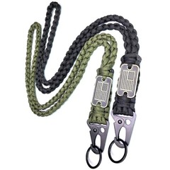 2Pcs Heavy Duty Paracord Lanyard Keychain Braided Tactical Black & Army Green