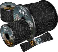 Reflective Paracord Rope 850Ib, 50/100/200/500/1000Ft 4MM 11 Strand Para Cords L