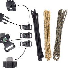 PARACORD PLANET Paracord Bracelet Kit – Fire Starter, Compass, Whistle Buckle
