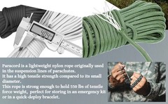1000FT 4mm FISHLUND Paracord 550 lb,7 Strand Type III Paracord Rope High Quality