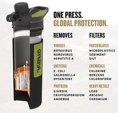 Grayl GeoPress Portable Water Purifier Bottle Outdoor Survival 24oz