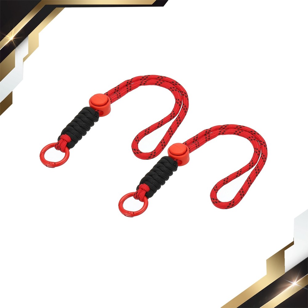 2 Pcs Paracord Lanyard Keychain with Spring Ring Wavy Design Red Black