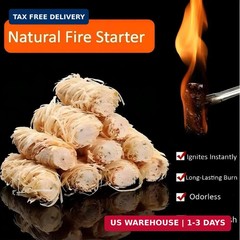 Ember Echo Natural Wood Wax Roll,Wood Wool Firelighter, 40pcs Fire Starter- Wate