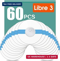 60 Pack Freestyle Sensor Covers for Libre 3, Waterproof Adhesive Patches, Wat…