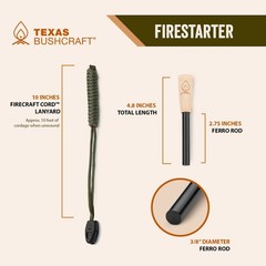 Fire Starter Survival Kit – Ferro Rod Flint Fire Steel, Striker Tool | Cowhid…