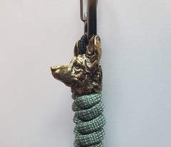 FSC Lanyard UV Reactive Blue & Brown Paracord 550 w/ German Shepherd Bead & Clip