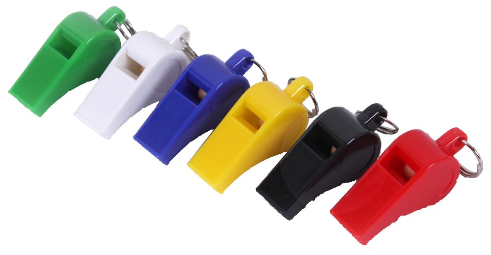 12 Pack Plastic Whistles Assorted Colors Team Sports Party Supplies Safety Gear