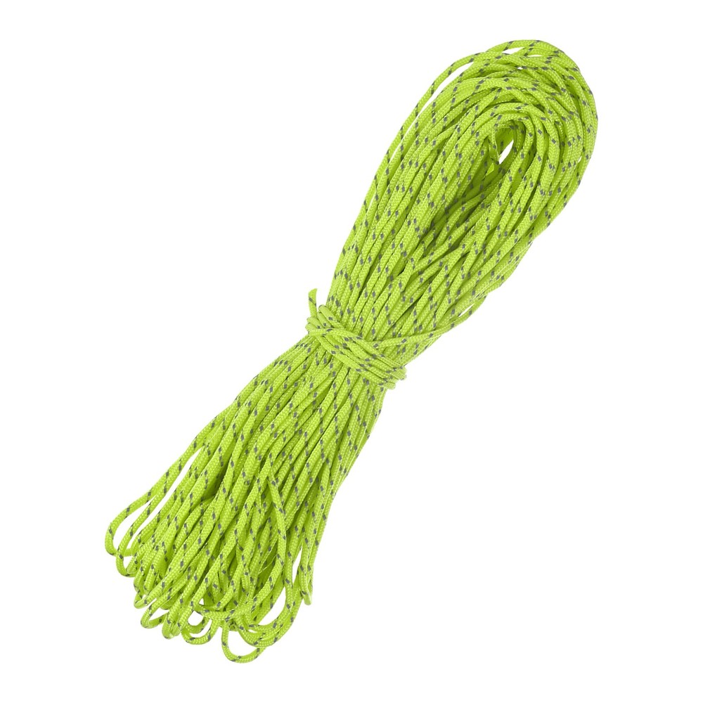 1PCS 2 mm 98FT Reflective Guyline Camping Paracord 3 Strands, Fluorescent Green