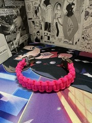 Neon Pink 550 Paracord Bracelet OSFM Gold Metal Buckle
