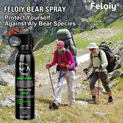 Feloiy 30 Feet BEAR Deterrent Repellent Spray 11 oz GLOW CAP CAMPING HIKING