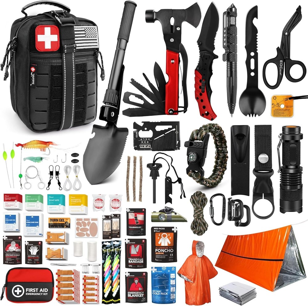 Survival First Aid Kit, 190 Pcs Survival Gear and Medical Supplies, Military IFA