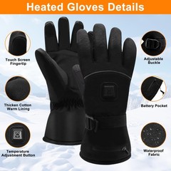 Gemstonego Electric Heated Gloves For Men – 7.4V Rechargeable Touchscreen