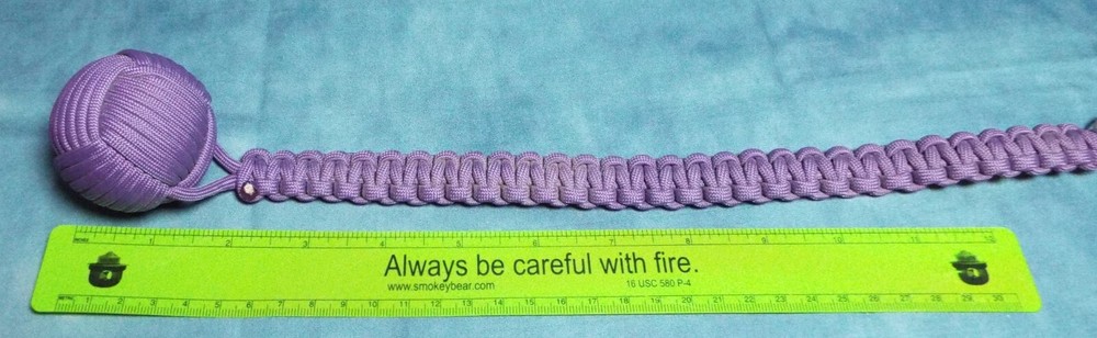 Monkey fist Purple Golf Ball 15-1/2″ Handmade In the USA w USA MADE PARACORD