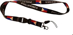 PHILIPPINES Black Lanyard Keychain Passholder Neck strap , Clasp At The End