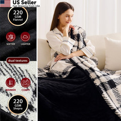 JKMAX Heated Electric Blanket Full Size – 72″x84″ Flannel 72×84, Black